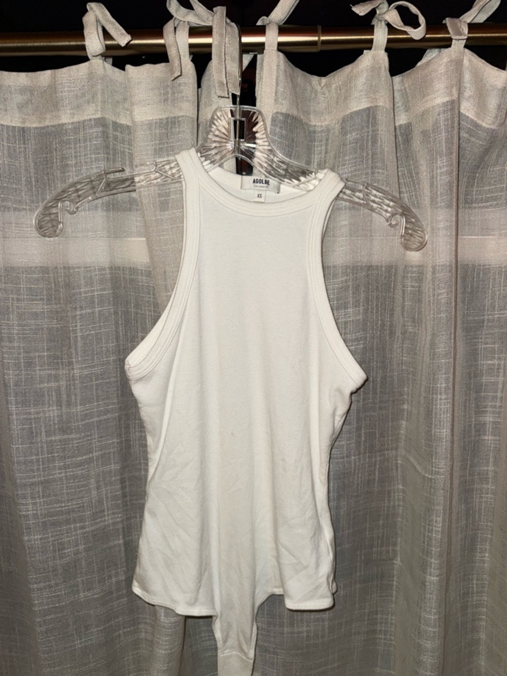 AGOLDE White Ribbed High-Neck Bodysuit